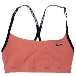 nike orange cotton racerback sports bra with adjustable straps